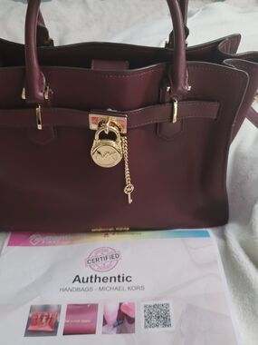 Michael Kors Women's Burgundy/Plum Hamilton Satchel Handbag